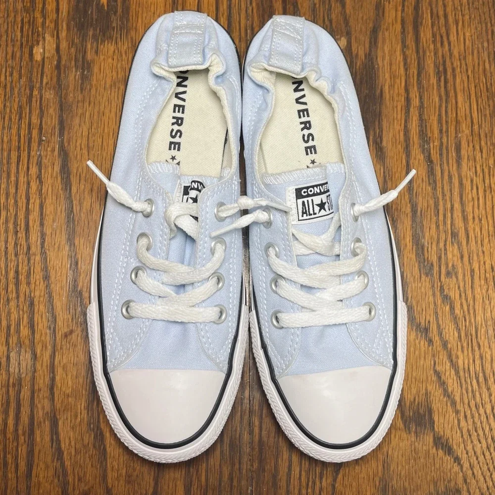 Converse Shoreline Slip On Women 9 Light Blue Canvas Sneaker Chuck Taylor Skater